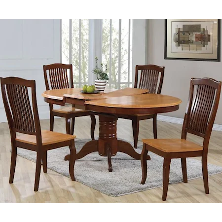 Turned Pedestal Oval Dining Table with Butterfly Leaf